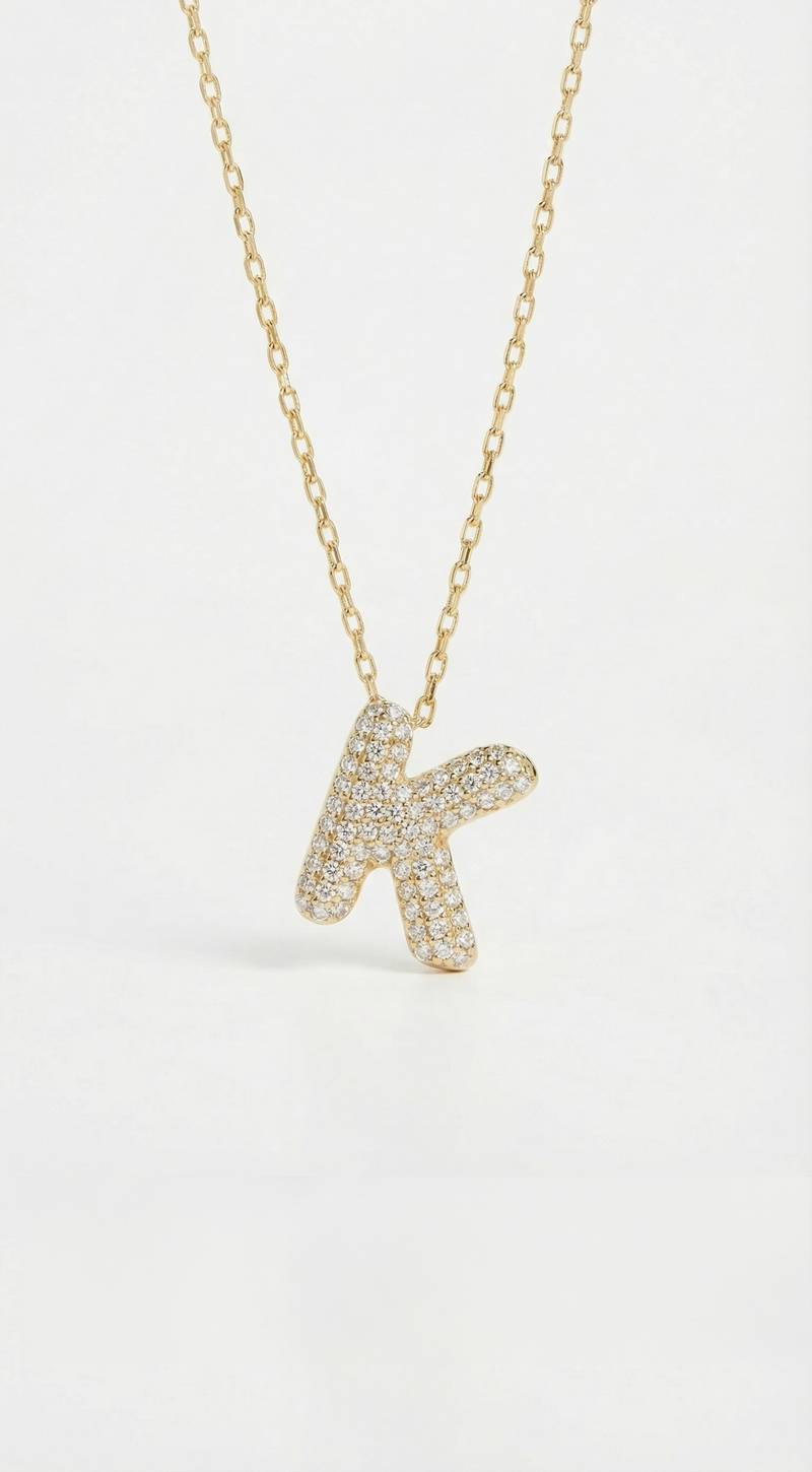 The Pavé Bubble Letter Pendant Necklace