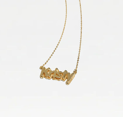 The Double Plate Bubble Letter Nameplate Necklace