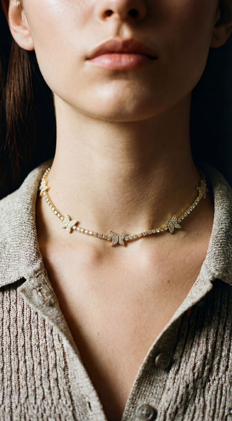 The Pavé Butterfly Collar Necklace