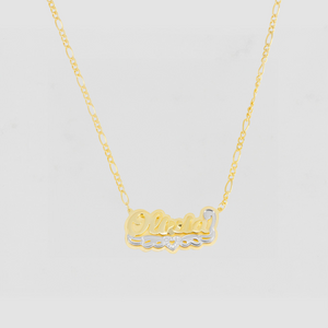The Classic Double Plated Open Heart Nameplate Necklace