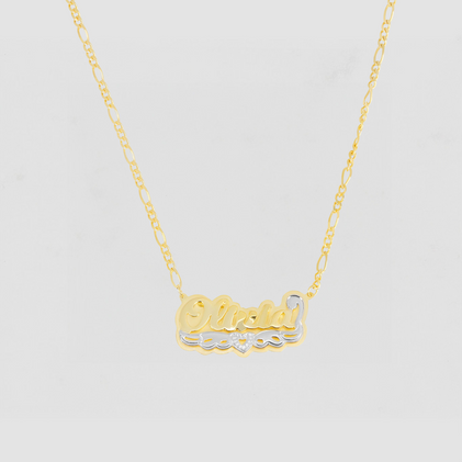 The Classic Double Plated Open Heart Nameplate Necklace