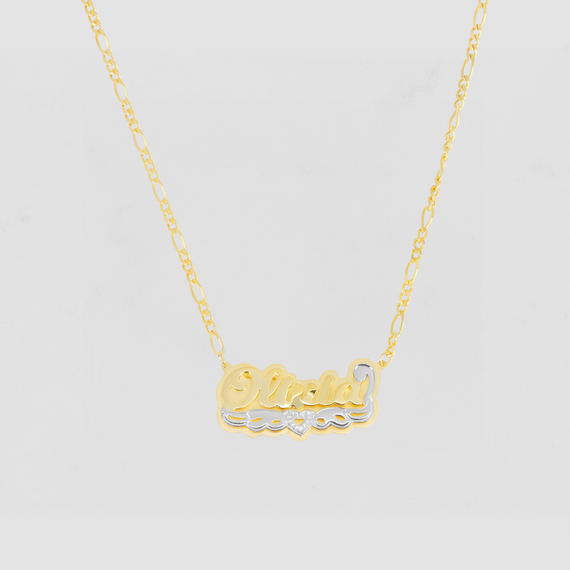 The Classic Double Plated Open Heart Nameplate Necklace