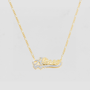 The Classic Double Heart Nameplate Necklace
