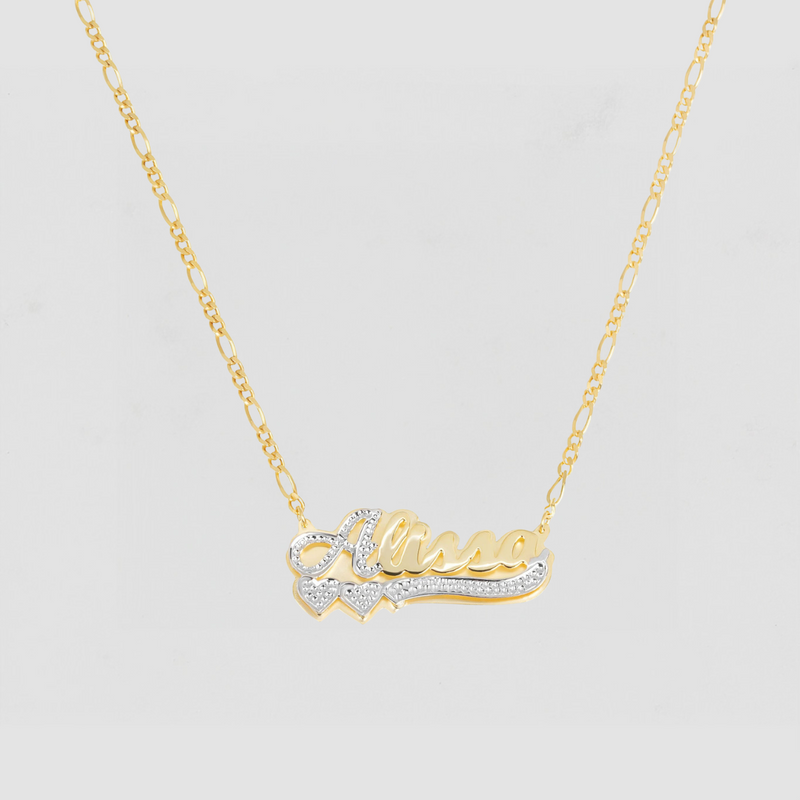 The Classic Double Heart Nameplate Necklace