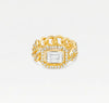The Halo Colored Stone Cuban Link Chain Ring