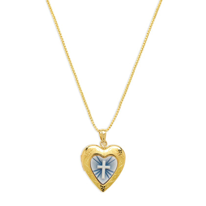 THE BLUE CROSS PHOTO LOCKET NECKLACE