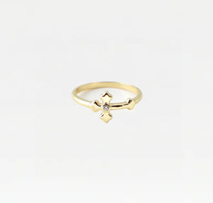 THE SINGLE STONE CROSS RING