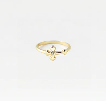 THE SINGLE STONE CROSS RING