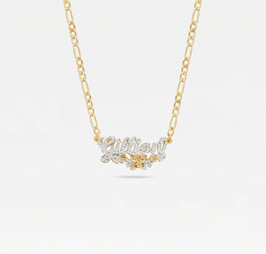 The Butterfly Flower Nameplate Necklace