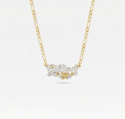 The Butterfly Flower Nameplate Necklace