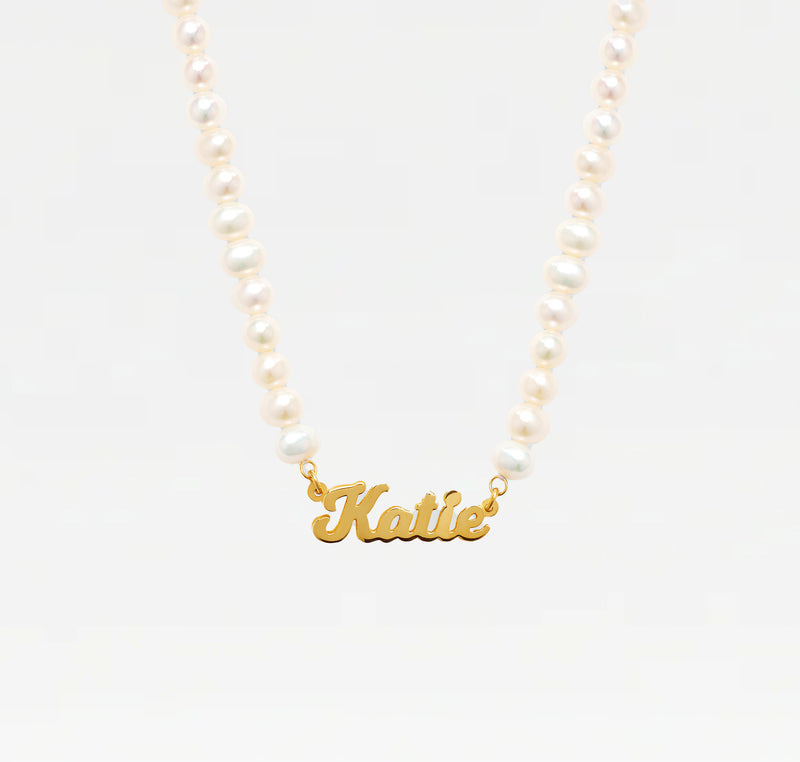 The Pearl Nameplate Necklace