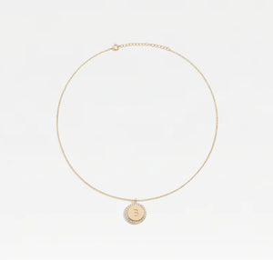 The Block Pave Initial Disc Necklace