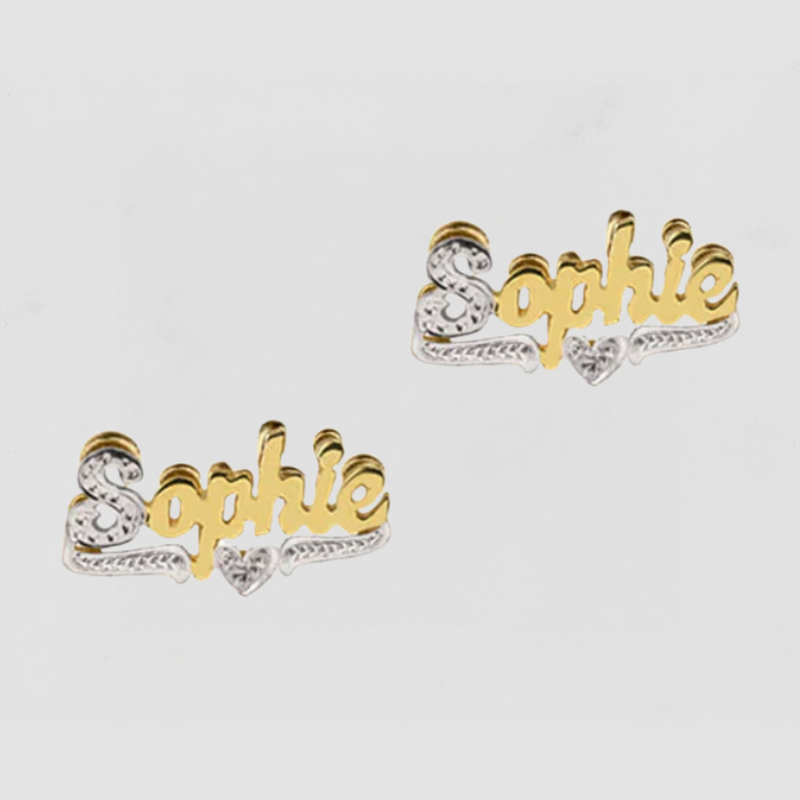 The Double Plated Classic Script Stud Earrings