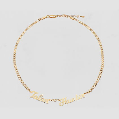 The Double Script Nameplate Necklace