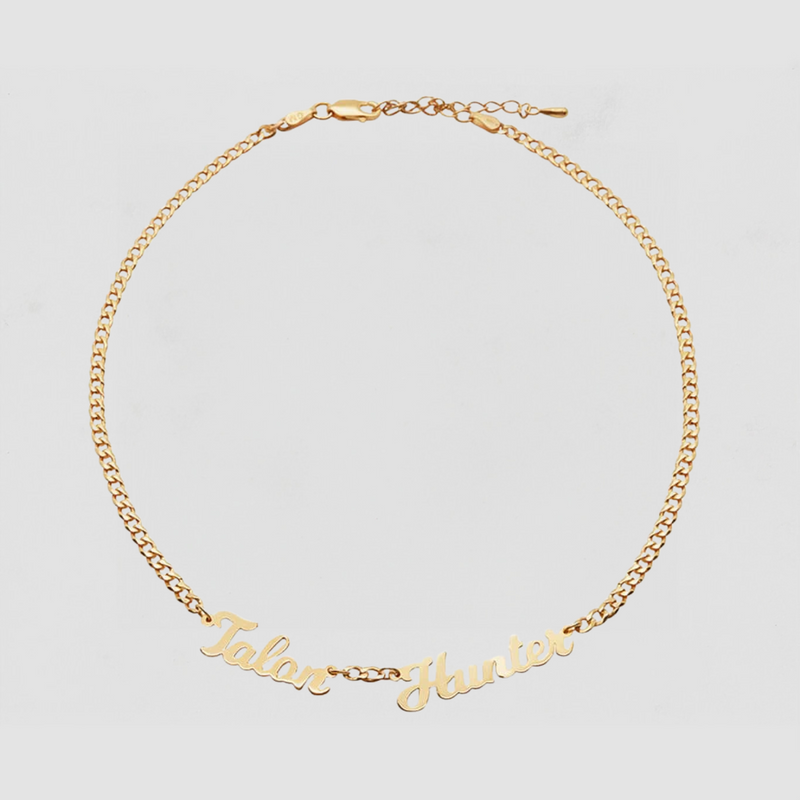The Double Script Nameplate Necklace