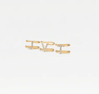 The Iced Out Block Letter Cuff Earring