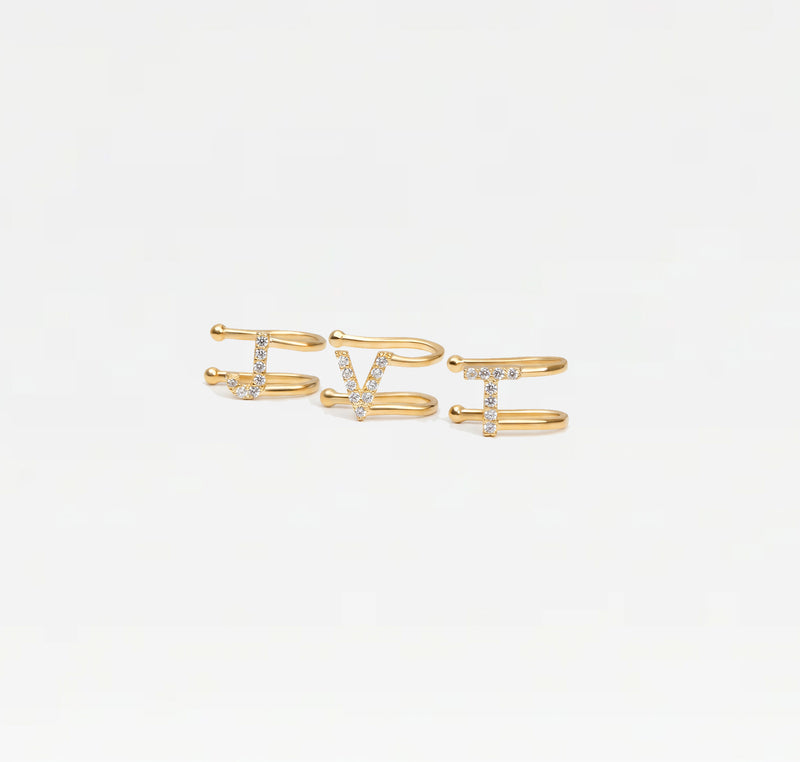 The Iced Out Block Letter Cuff Earring