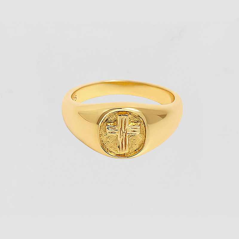 The Embossed Cross Signet Ring