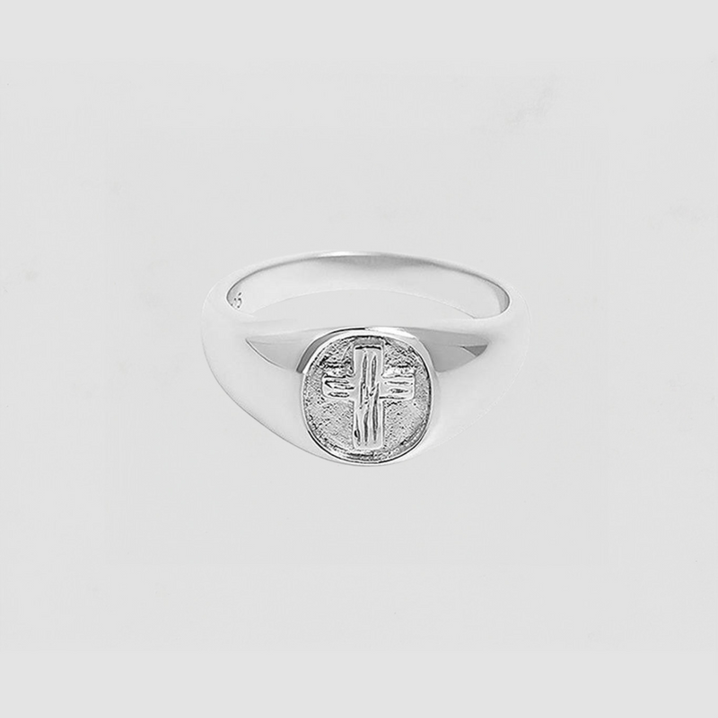 The Embossed Cross Signet Ring