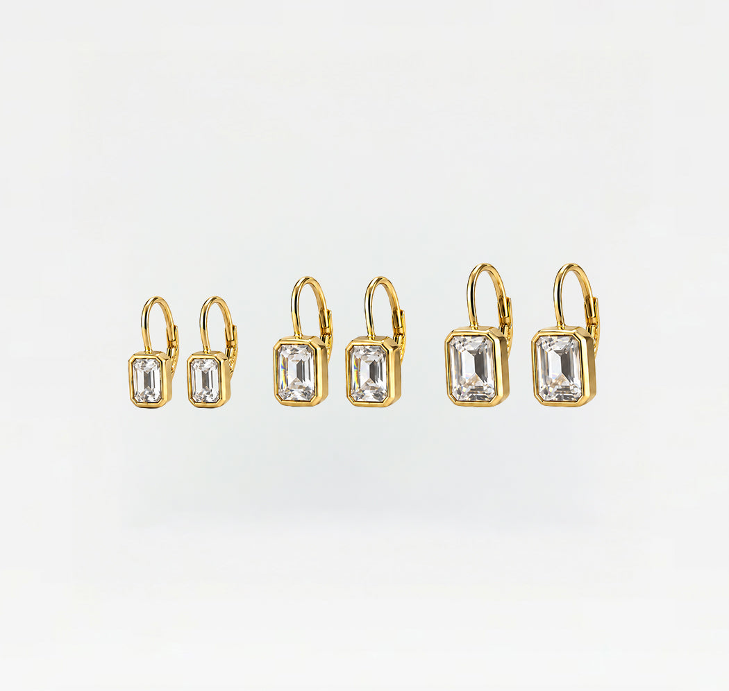 The Emerald Cut Lever Back Earrings