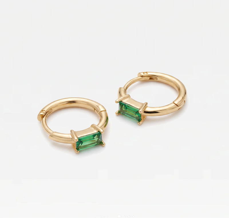 THE EMERALD GREEN HUGGIE HOOPS