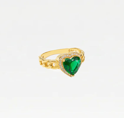 The Green Emerald Heart Ring