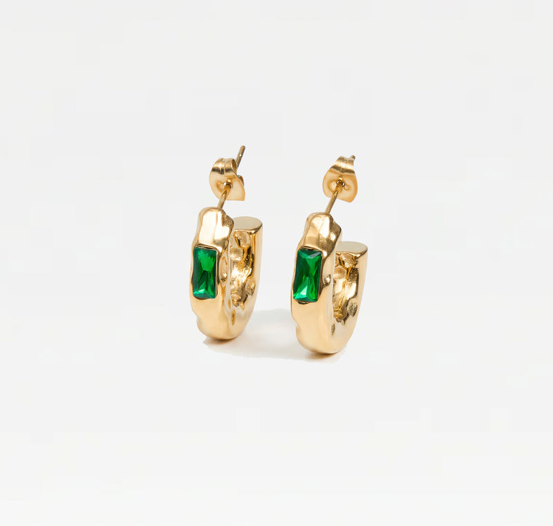 The Colored Stone Hammered Earrings