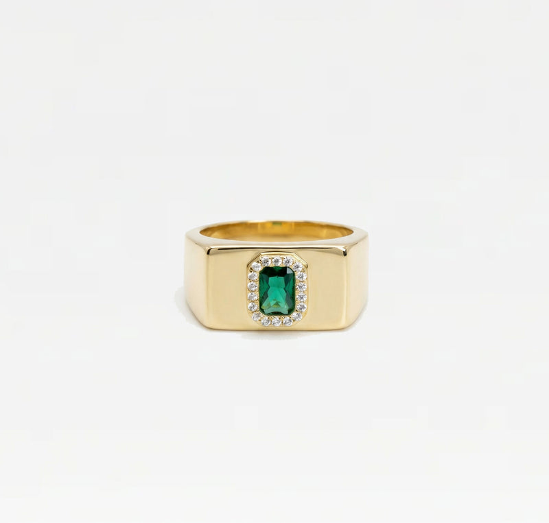 The Green Stone Square Signet Ring