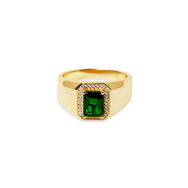 THE EMERALD PAVE' SIGNET RING