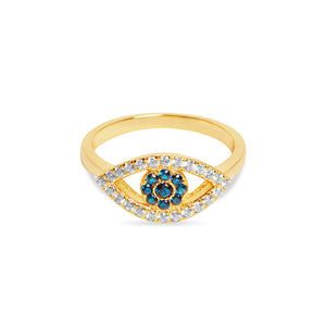 THE OPEN CUT PAVE' EVIL EYE RING