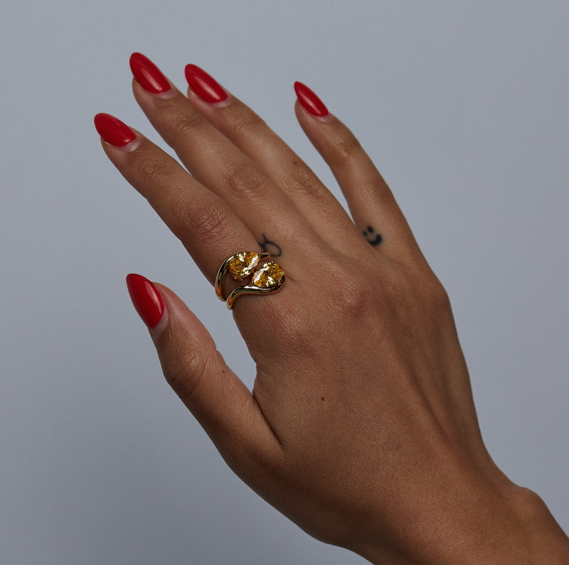 The Pear Stone Friendship Ring (Set of 2)