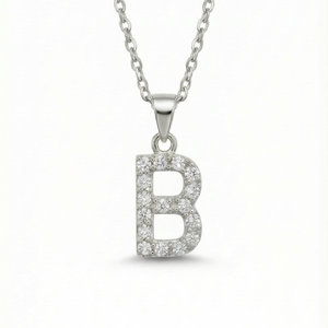 The Pavé Single Block Initial Necklace