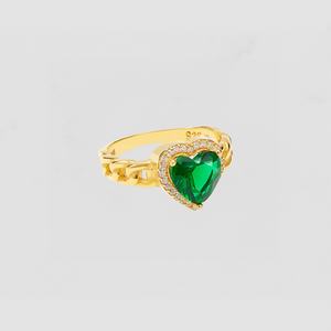 The Green Emerald Heart Ring