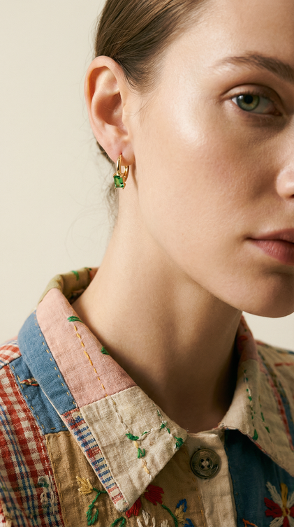 THE EMERALD GREEN HUGGIE HOOPS