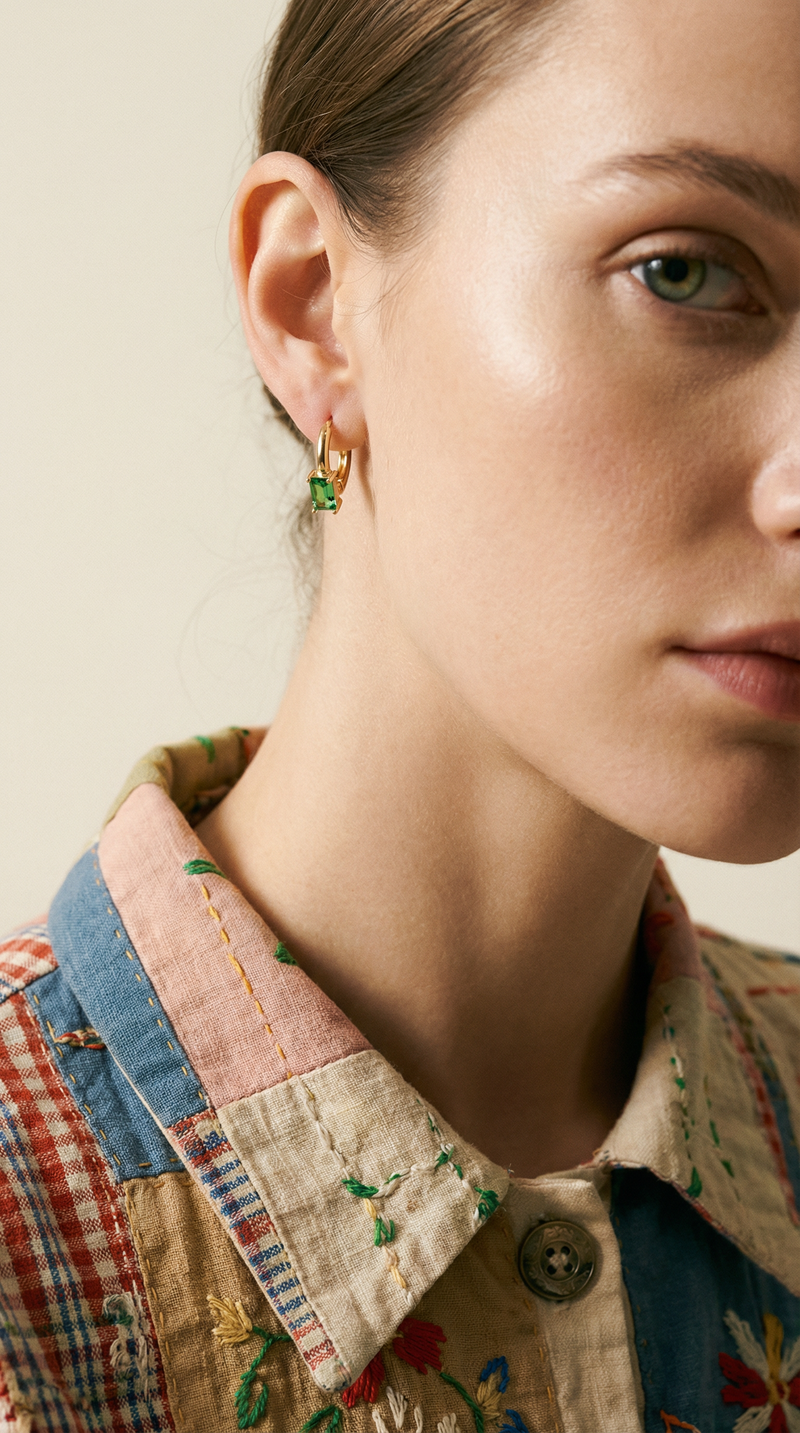 THE EMERALD GREEN HUGGIE HOOPS