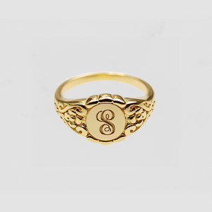 The Hand Engraved Script Letter Ring