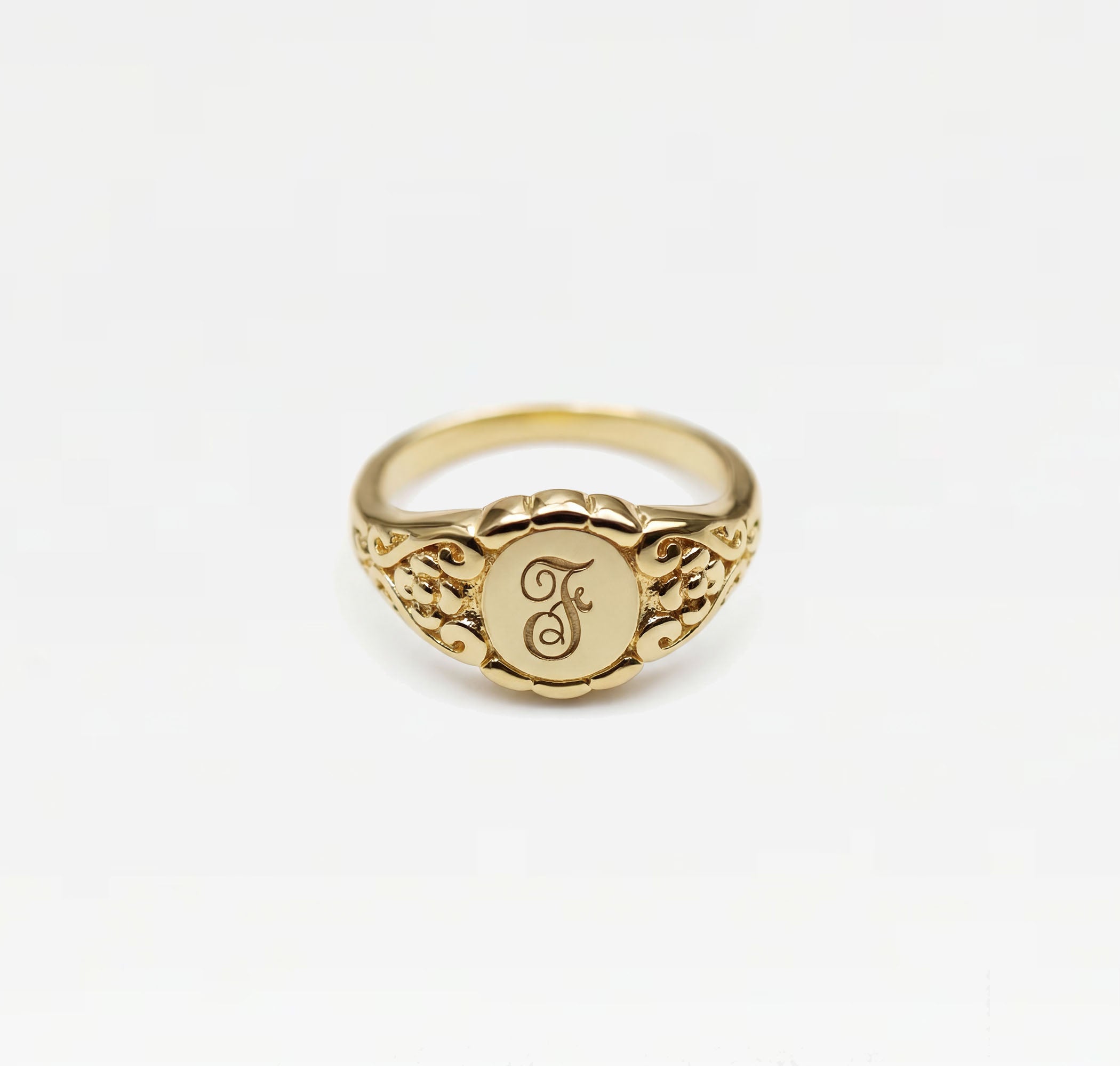 The Hand Engraved Script Letter Ring in Gold or Silver – The M Jewelers