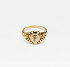 The Hand Engraved Script Letter Ring