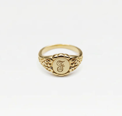 The Hand Engraved Script Letter Ring