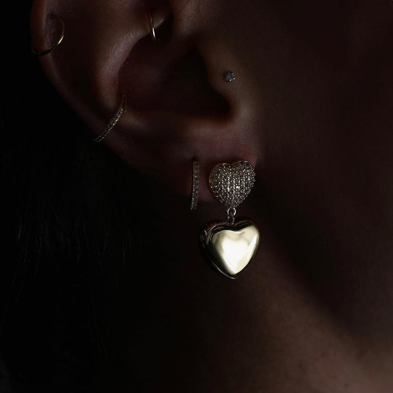 THE Pavé’ DOUBLE HEART EARRINGS