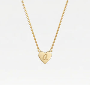 The Script Engraved Heart Letter Necklace