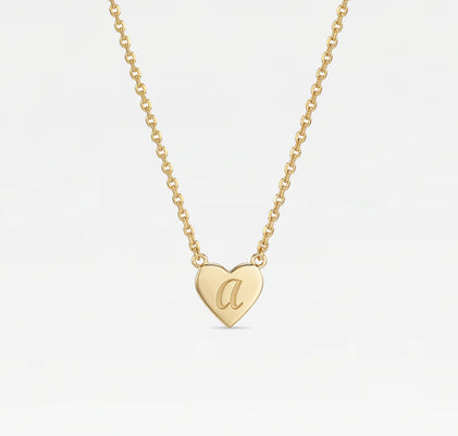 The Script Engraved Heart Letter Necklace
