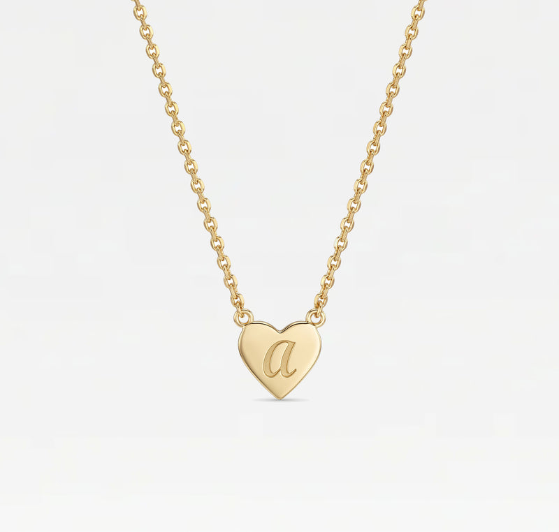 The Script Engraved Heart Letter Necklace