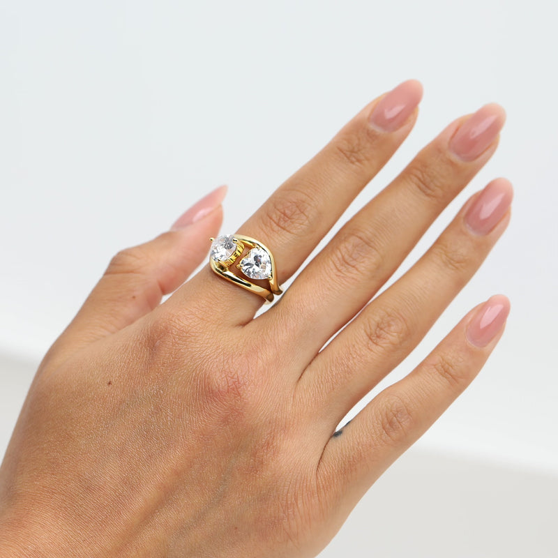 The Heart Stone Friendship Ring (Set of 2)