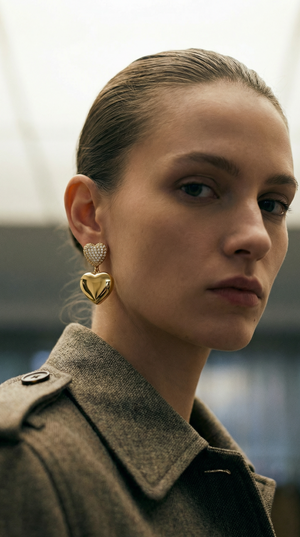 THE Pavé’ DOUBLE HEART EARRINGS