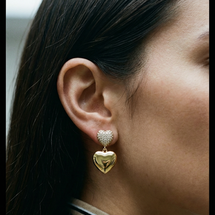 THE Pavé’ DOUBLE HEART EARRINGS
