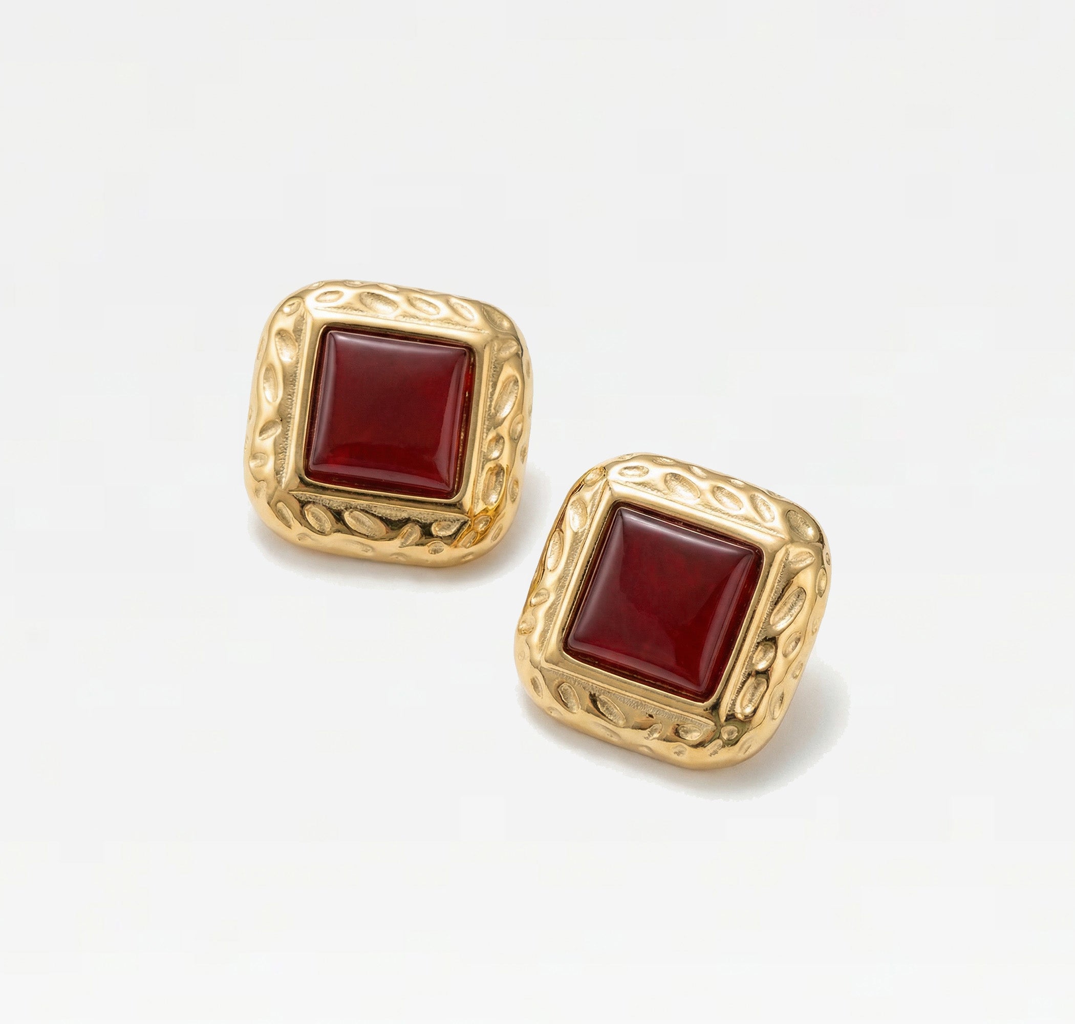 The Square Red Heirloom Earrings in 18kt Gold Vermeil – The M Jewelers