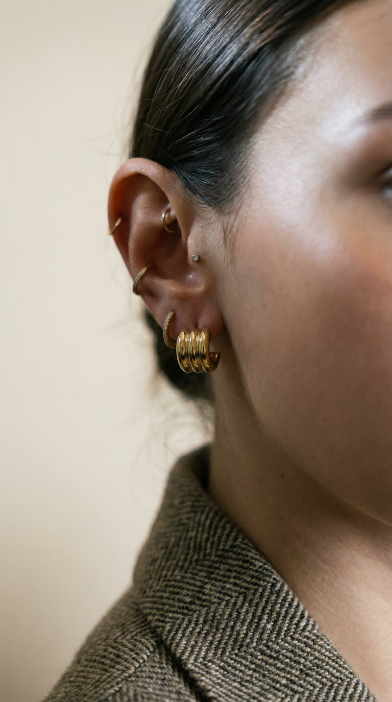 THE GOLD HUGGIE KNOT EARRINGS