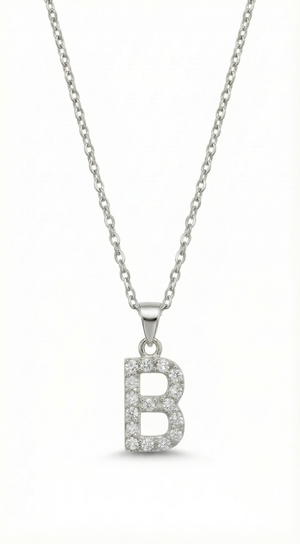 The Pavé Single Block Initial Necklace