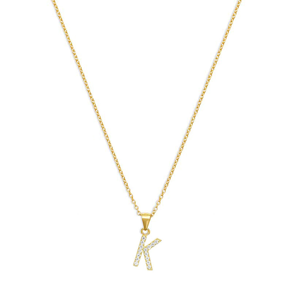 Gold and Diamond Initial Necklace on Gold Paperclip Chain